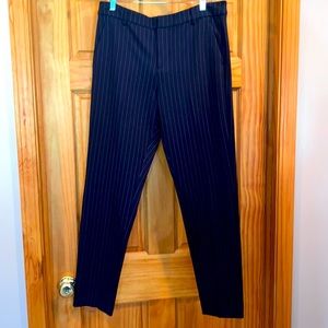 Liverpool Renee Straight Leg Pants, Size 12/31. Navy with faint pinstripe.